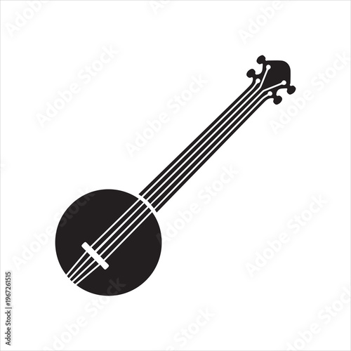 Banjo musical instrument with strings flat icon for music apps and websites