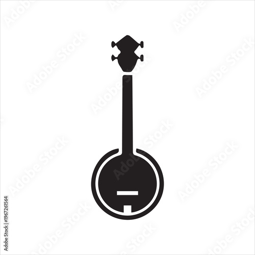  Banjo flat web icon. Banjo logo design. Traditional African string instrument simple banjo sign silhouette icon
