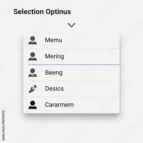 Selection Optinus Dropdown Menu with User Options.