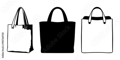 Reusable canvas grocery bag set with solid black icon on white background featuring eco friendly, reusable, canvas, grocery bag, sustainable practices with packaging and environmental