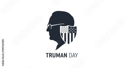 Truman Day American Flag Silhouette Icon.