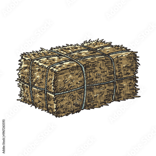 Stacked Hay Bale for Livestock Feeding Illustration