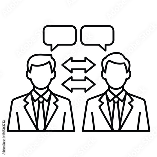 Business communication and professional exchange line art icon.