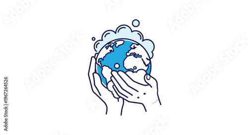 Hands cradling a clean blue globe.
