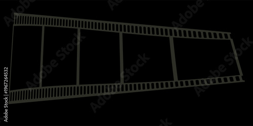 Vintage film strip frame with realistic photo negative border and old camera elements. Black celluloid texture and filmstrip pattern. eps 10