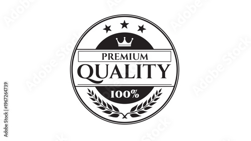 Badge with crown and stars, signifying premium quality with 100% assurance in a circular emblem design.