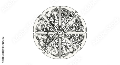 Intricate illustration of a pie chart.