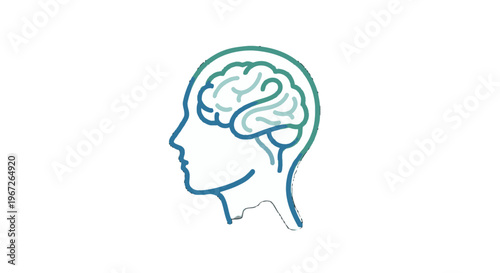 Illustration of a human head with brain.