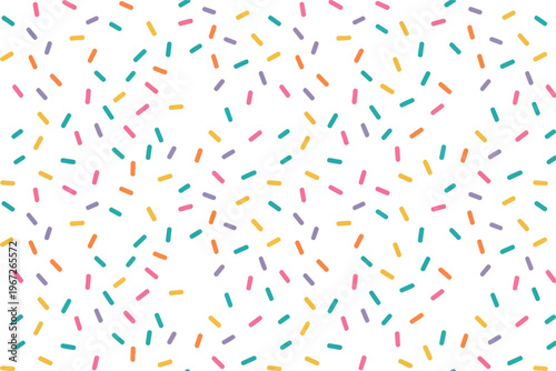 Colorful candy stick sprinkles isolated on transparent background, sweet dessert topping pattern, festive confectionery decoration for bakery and party design