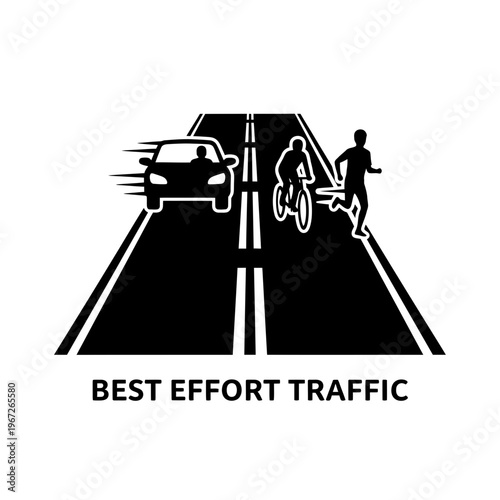 People exercising on the road traffic.
