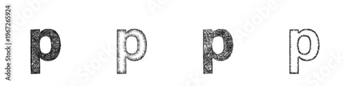 Sketch lowercase p font design set