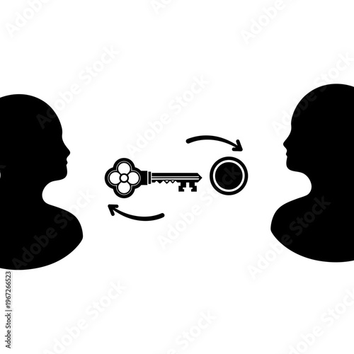 Two people exchanging a key.