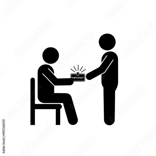 Two people exchanging a package.