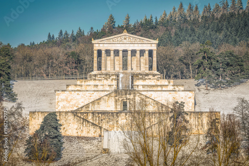 Walhalla memorial near Regensburg in winter landscape Germany