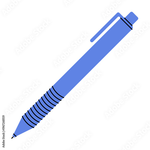 Pen icon. Ballpoint ink pen flat simple style, stylus pen stationery equipment, office school supplies isolated on white background. Vector illustration