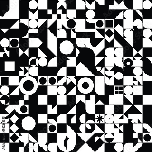 Abstract Geometric Pattern Black and White Shapes vector