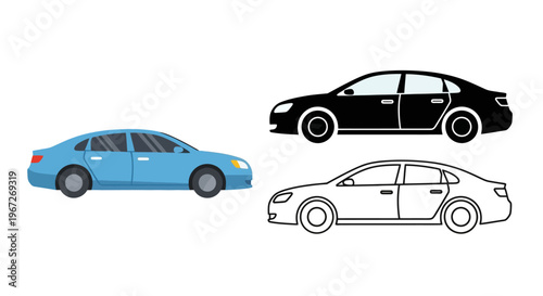 Cars in different colors and styles.
