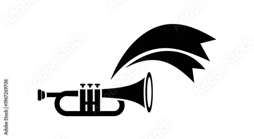 Black trumpet with sound wave.