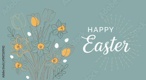 Easter eggs in floral arrangement.