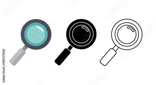 Magnifying glass icons in different styles.