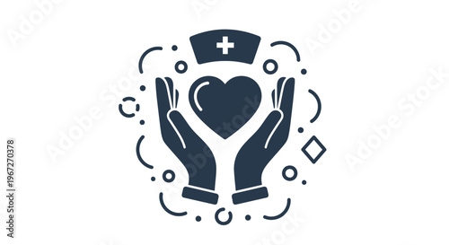 Nurse Care Hands Holding Heart Symbol.