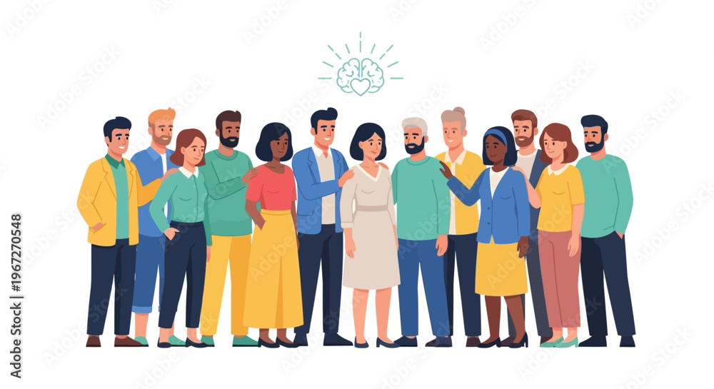 Fototapeta premium Diverse team celebrating success with clock vector illustration flat design
