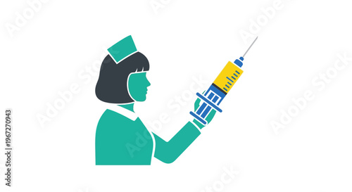 Nurse Holding Syringe for Injection.