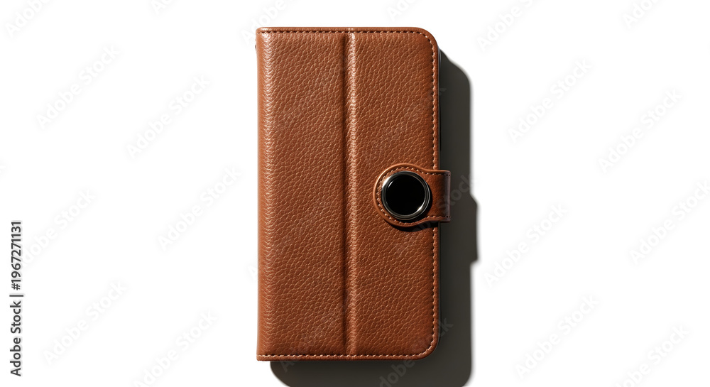 Naklejka premium Premium brown leather phone case stylish protective wallet cover for mobile devices