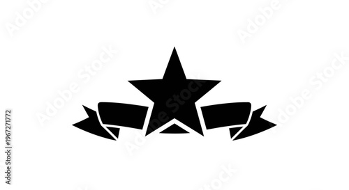 Black star symbol with ribbons icon.