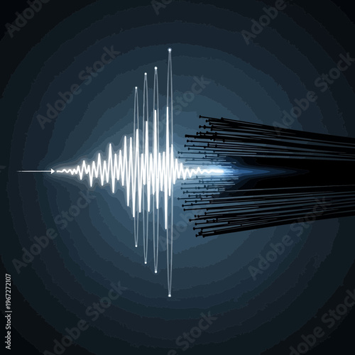 Digital representation of seismic activity and fiber optic cables.