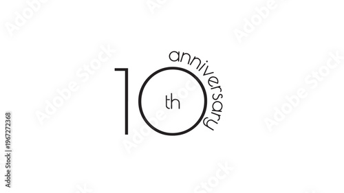 Ten year anniversary graphic with elegant text and minimal design. featuring 10, th, word with celebration and event elements for occasion, milestone