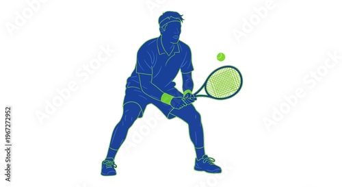 Tennis player in action illustration.