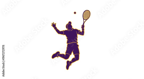 Tennis player in mid-air hitting ball.