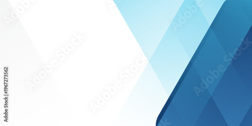 White modern abstract wide banner with blue line and geometric shapes. White and blue abstract background. Vector illustration