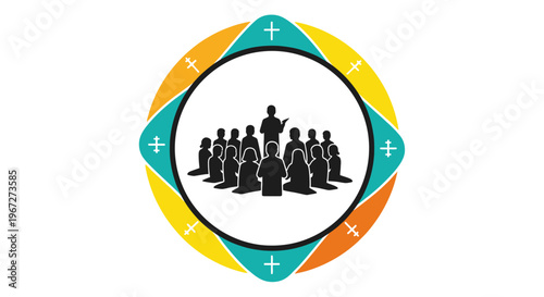 Group of people standing together united.