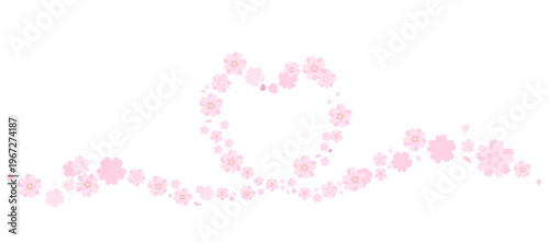 Beautiful vector illustration of sakura flowers forming a heart shape, symbolizing love, romance and the beauty of spring