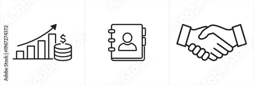 Corporate finance and partnership icons