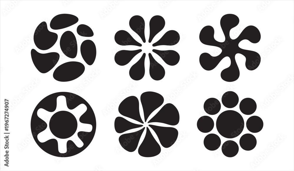 Fototapeta premium Modern flower shape collection geometric floral design vector illustration