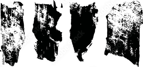 set of grunge texture brushes distressed rough paint strokes and ink splatters, vintage design elements