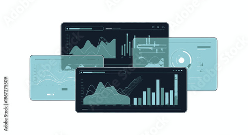 Digital Devices Displaying Data Analytics and Business Intelligence Charts.