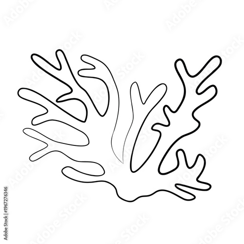 Hand-drawn sea coral line art graphic illustration for wedding decor or menu, party invitation, cards