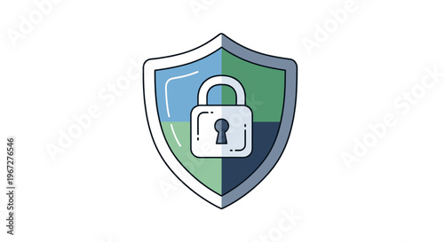 Secure Shield with Padlock Illustrates Digital Protection and Cybersecurity.