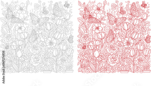 Floral wall panels white and pink textured backgrounds