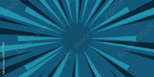 Manga. Speed lines comic effect on blue background.