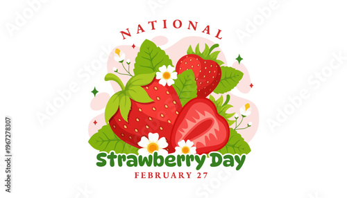 Strawberry vector illustration for National Strawberry Day on February 27