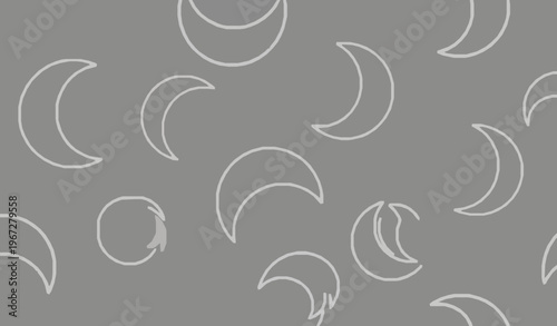 Crescent moon pattern islamic outline vector illustration