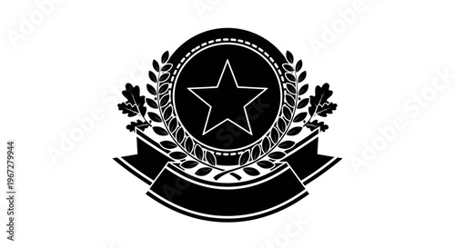 Black and white star emblem logo.