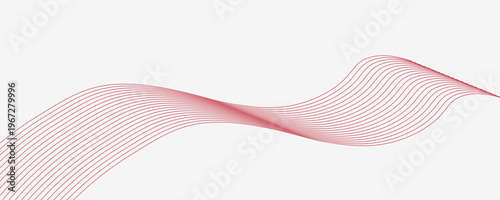 Red stripes on a white background. Creative line art. Red waves with lines. Curved wavy line, smooth stripe.