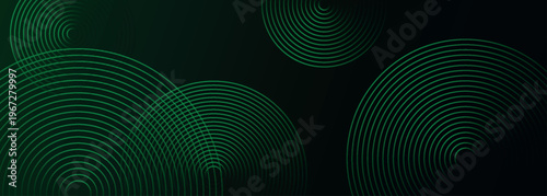 Abstract background with glowing green futuristic technological stripes. Dynamic and elegant circle pattern design. Modern graphic element for banner and busines. EPS.3