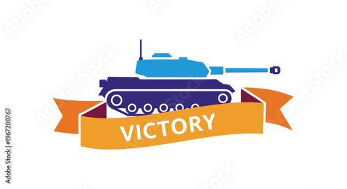 Tank with Victory Banner Illustration.